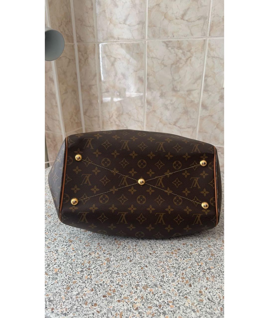 LOUIS VUITTON Коричневая кожаная сумка тоут, фото 3