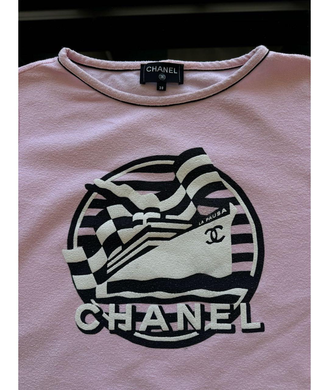 CHANEL Розовая хлопковая футболка, фото 2
