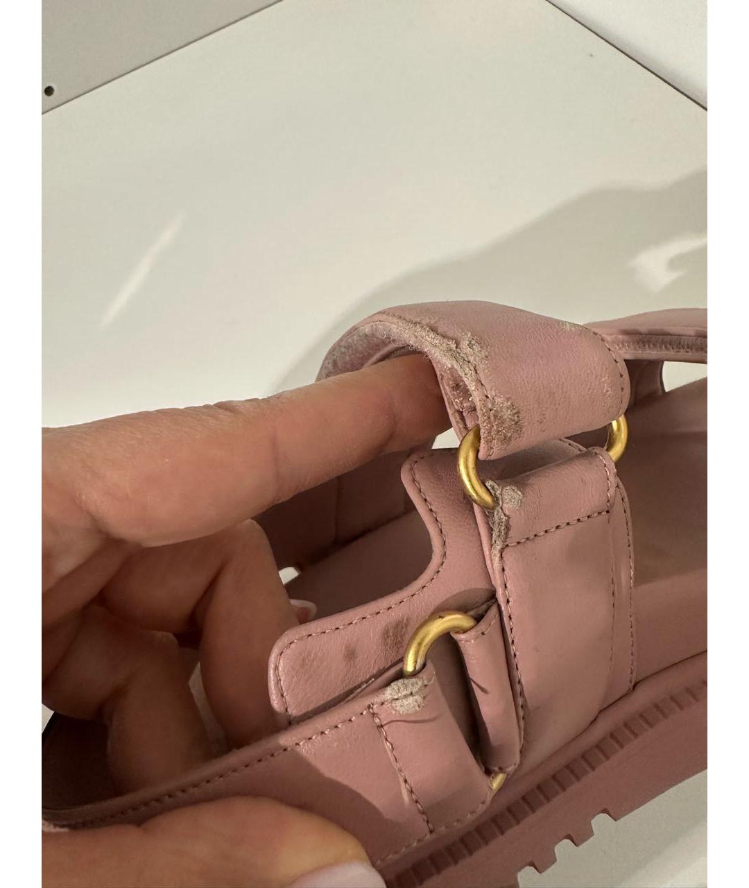 CHRISTIAN DIOR Розовые кожаные сандалии, фото 7