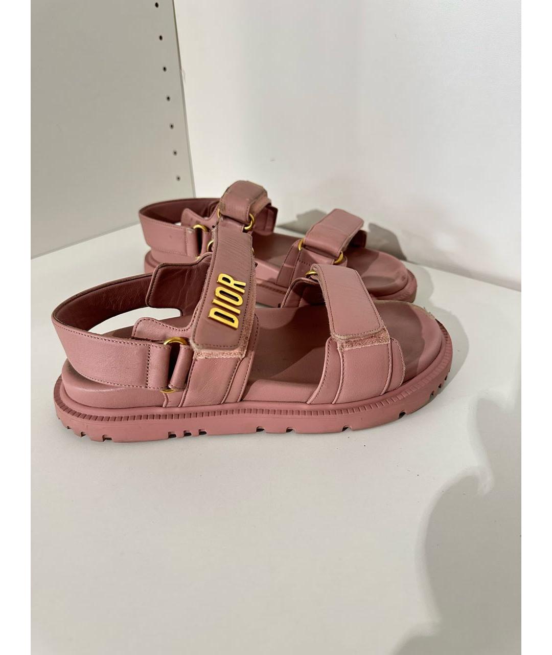 CHRISTIAN DIOR Розовые кожаные сандалии, фото 2