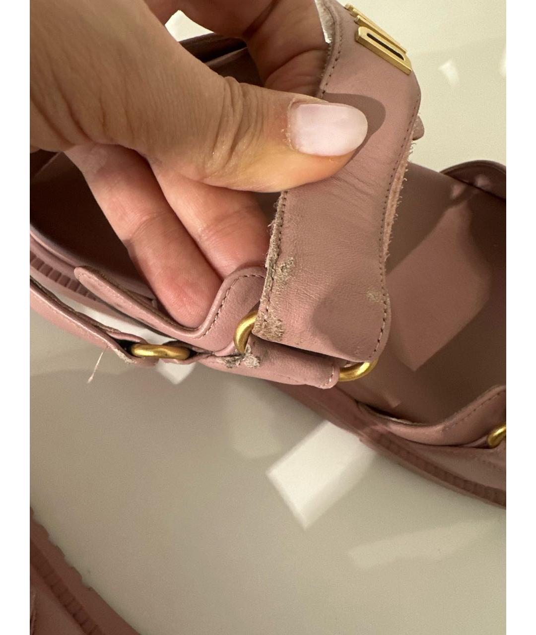 CHRISTIAN DIOR Розовые кожаные сандалии, фото 4