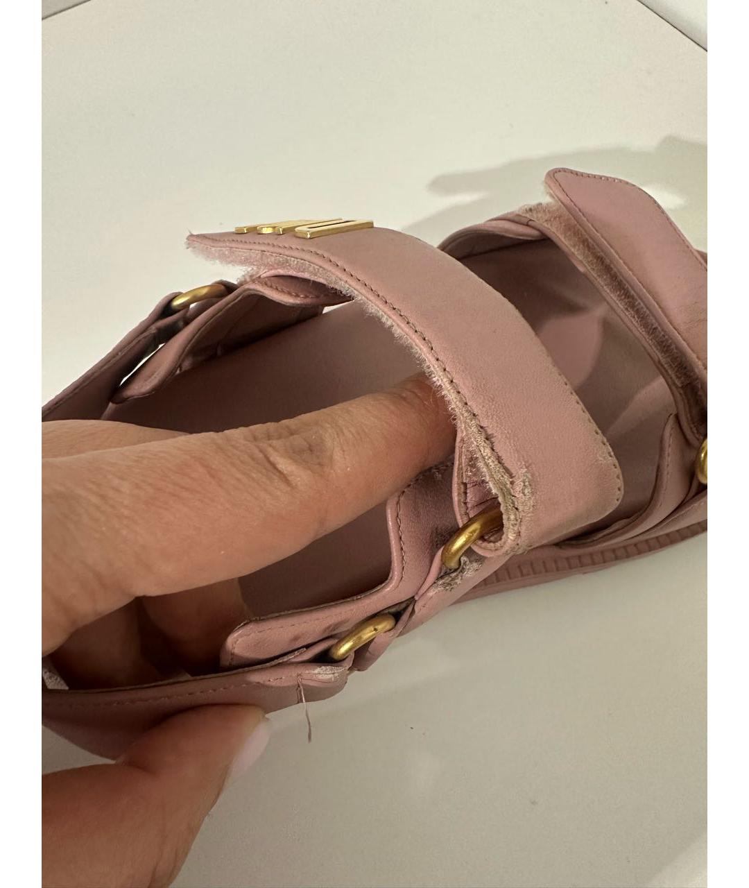 CHRISTIAN DIOR Розовые кожаные сандалии, фото 8