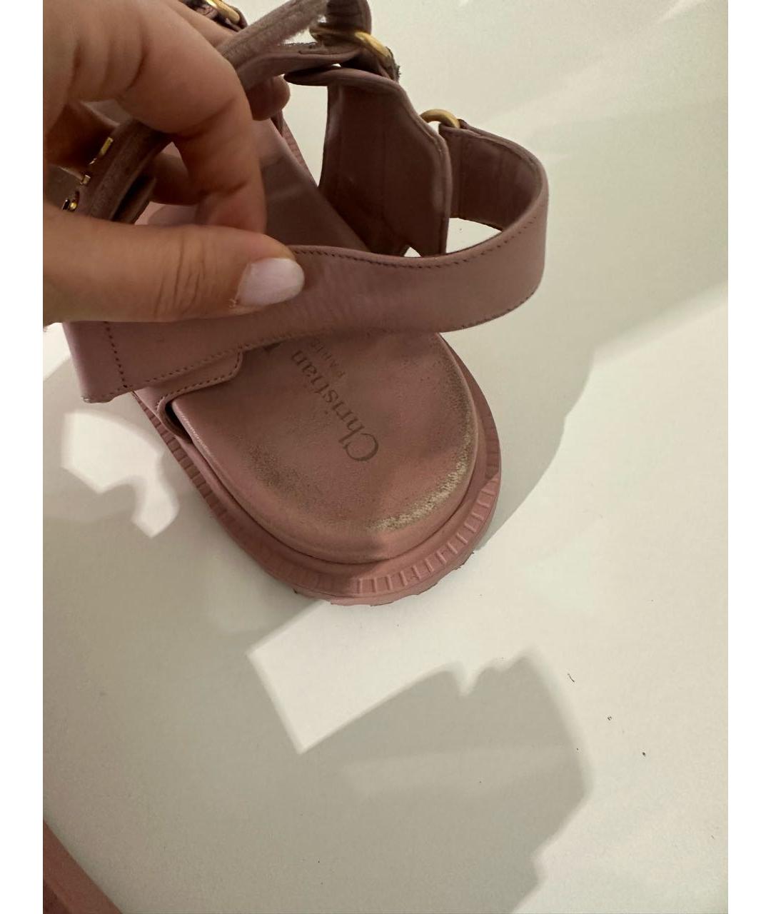 CHRISTIAN DIOR Розовые кожаные сандалии, фото 6
