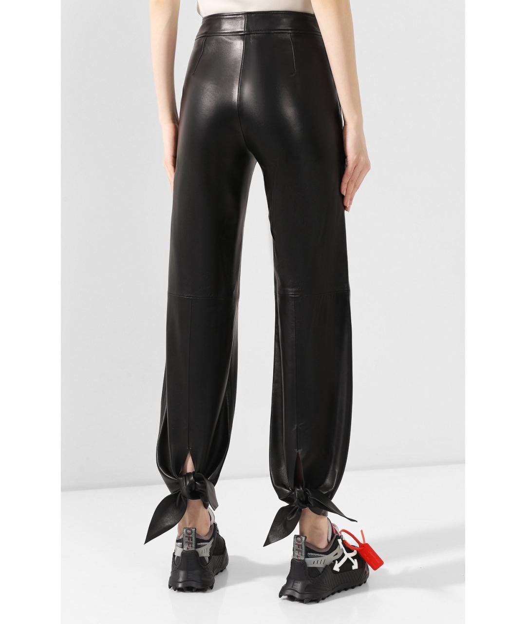 OFF-WHITE Черные кожаные брюки узкие, фото 7