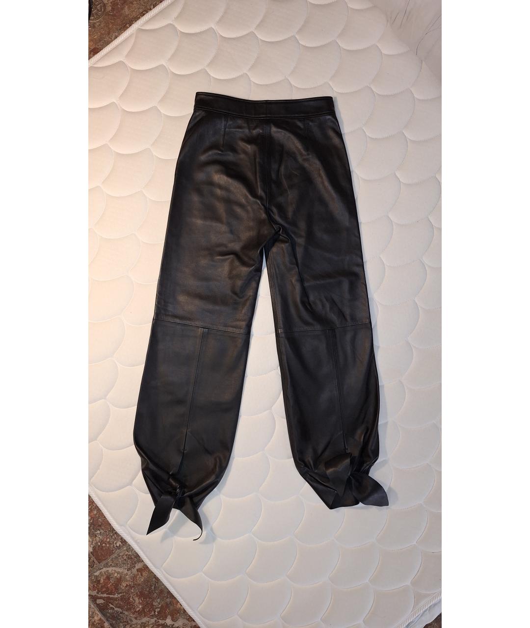 OFF-WHITE Черные кожаные брюки узкие, фото 9