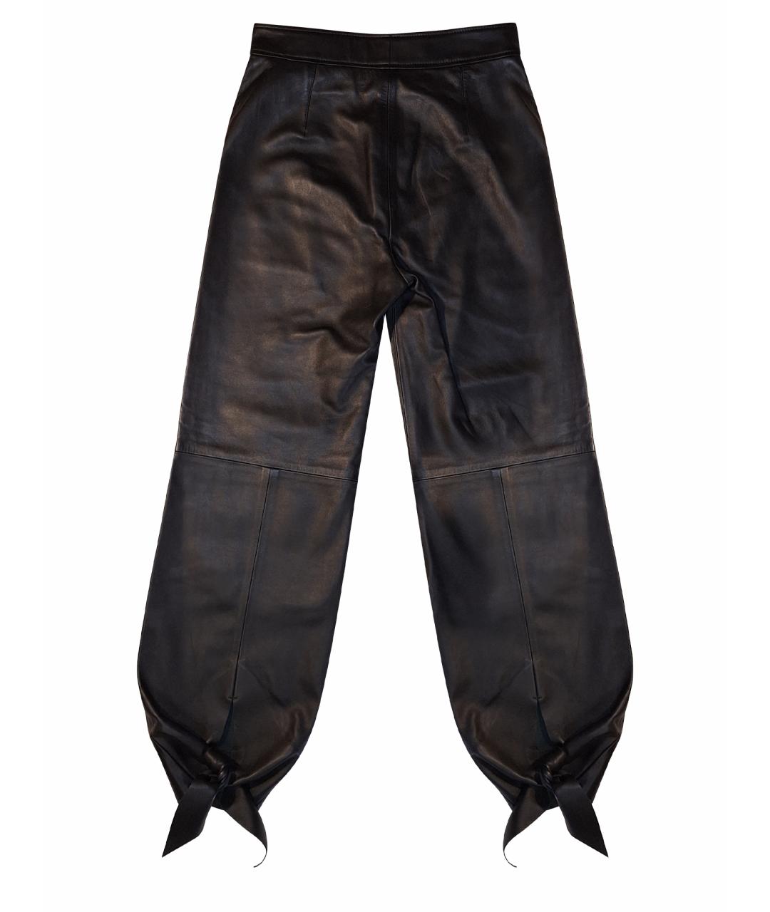 OFF-WHITE Черные кожаные брюки узкие, фото 1