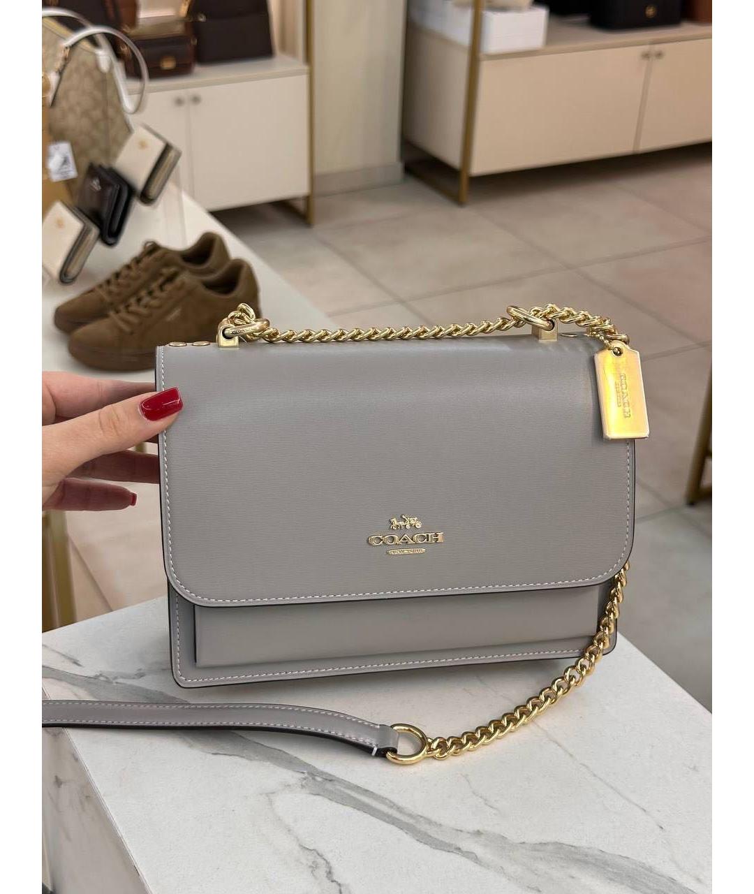 COACH Серая кожаная сумка через плечо, фото 6