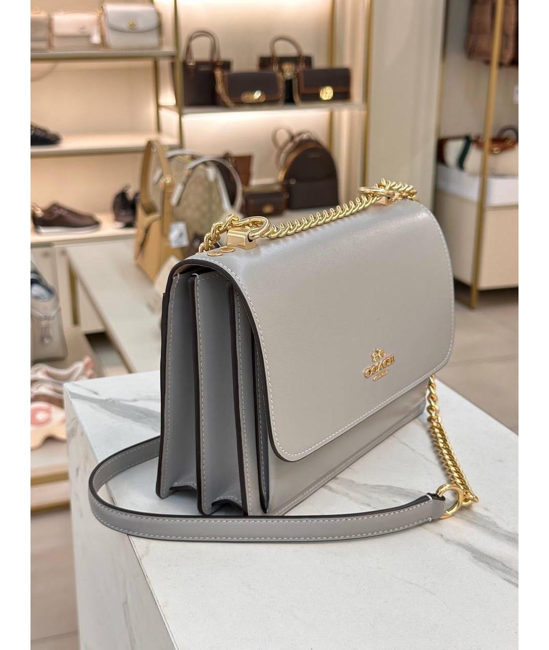 COACH Серая кожаная сумка через плечо, фото 8