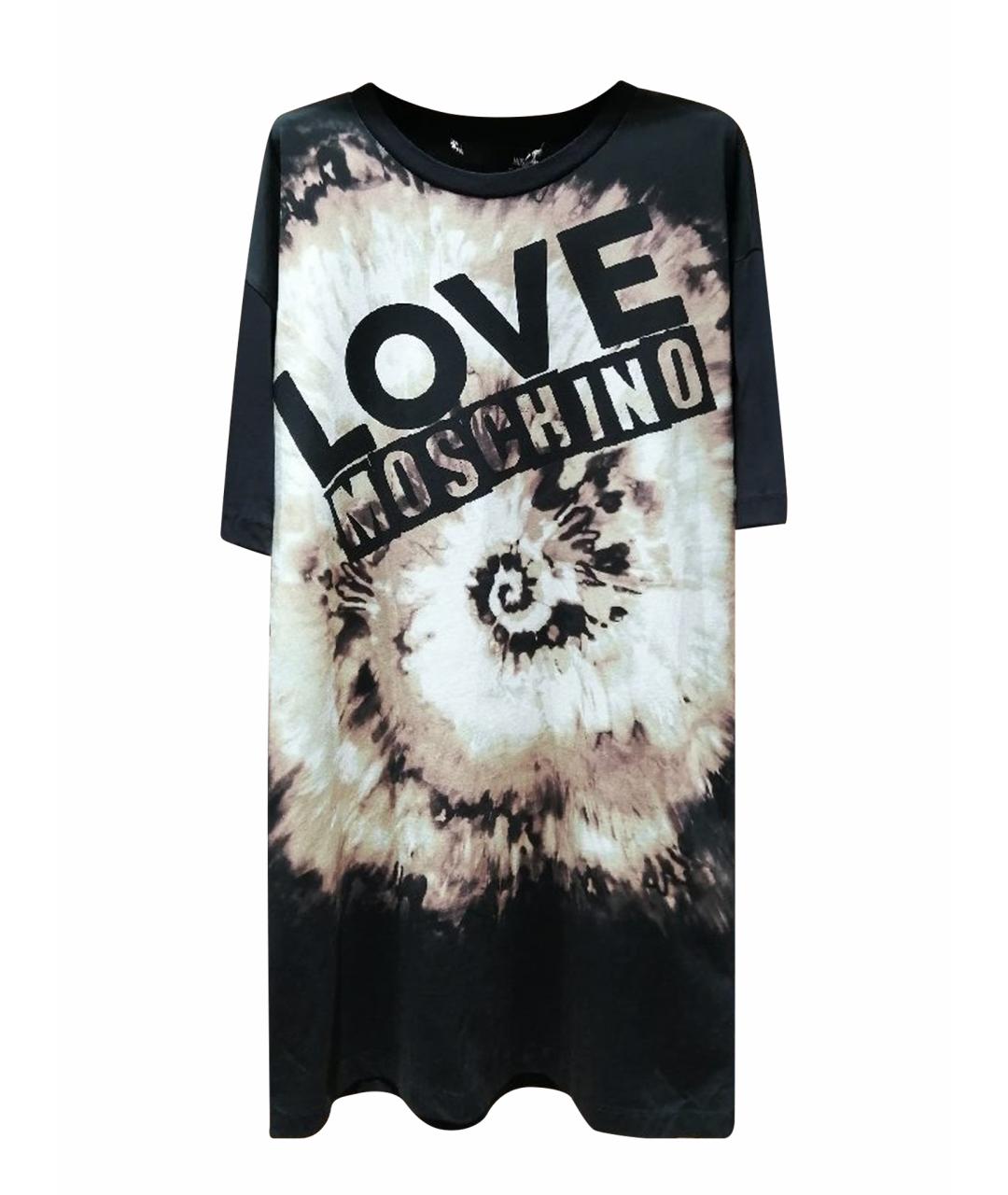 LOVE MOSCHINO Черное хлопковое повседневное платье, фото 1