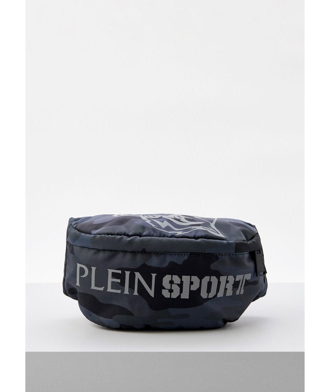 PLEIN SPORT Темно-синяя деним поясная сумка, фото 5