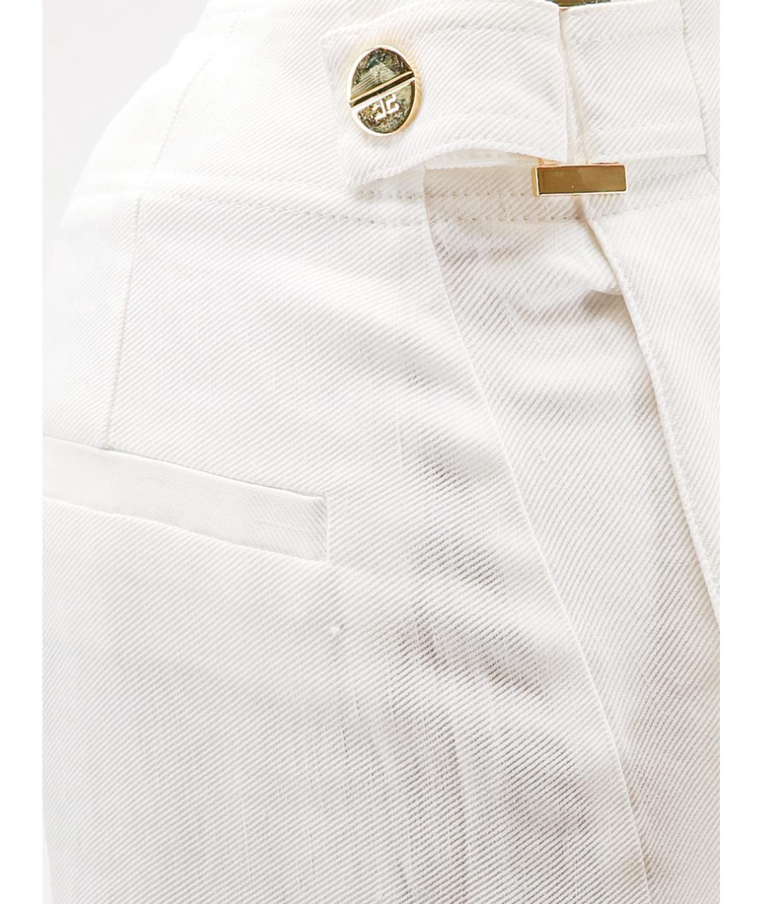 ELISABETTA FRANCHI Бежевые льняные прямые брюки, фото 3