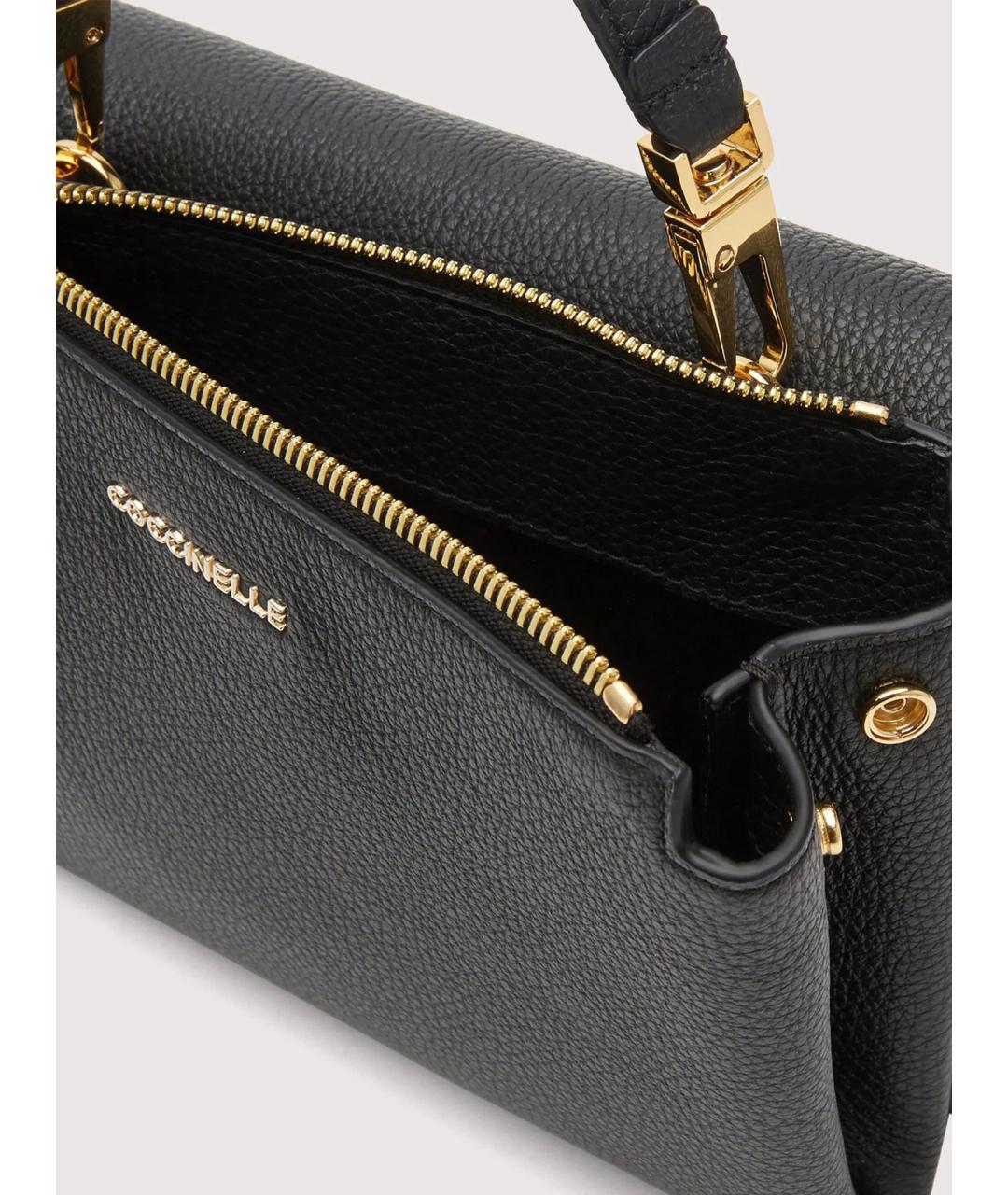 COCCINELLE Черная кожаная сумка с короткими ручками, фото 3