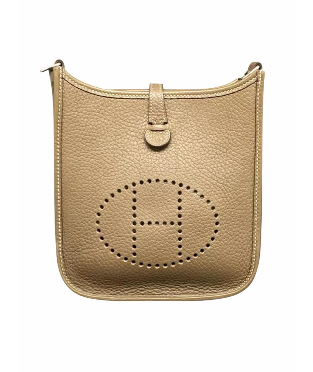 HERMES Бежевая кожаная сумка через плечо, фото 1