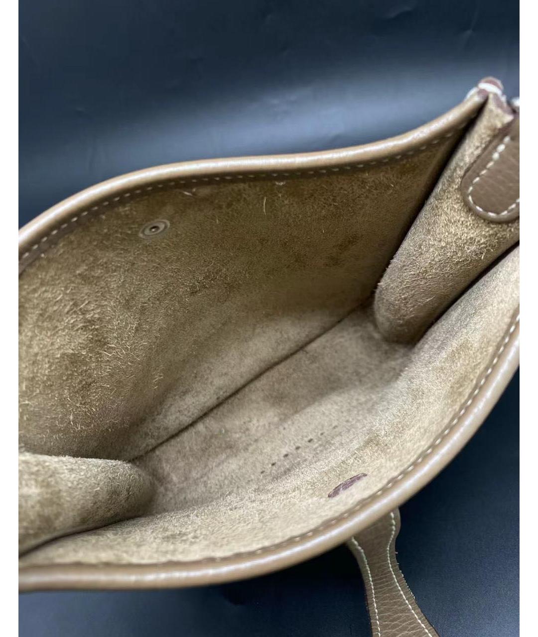 HERMES Бежевая кожаная сумка через плечо, фото 4
