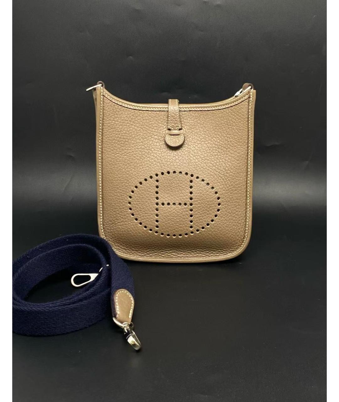 HERMES Бежевая кожаная сумка через плечо, фото 5
