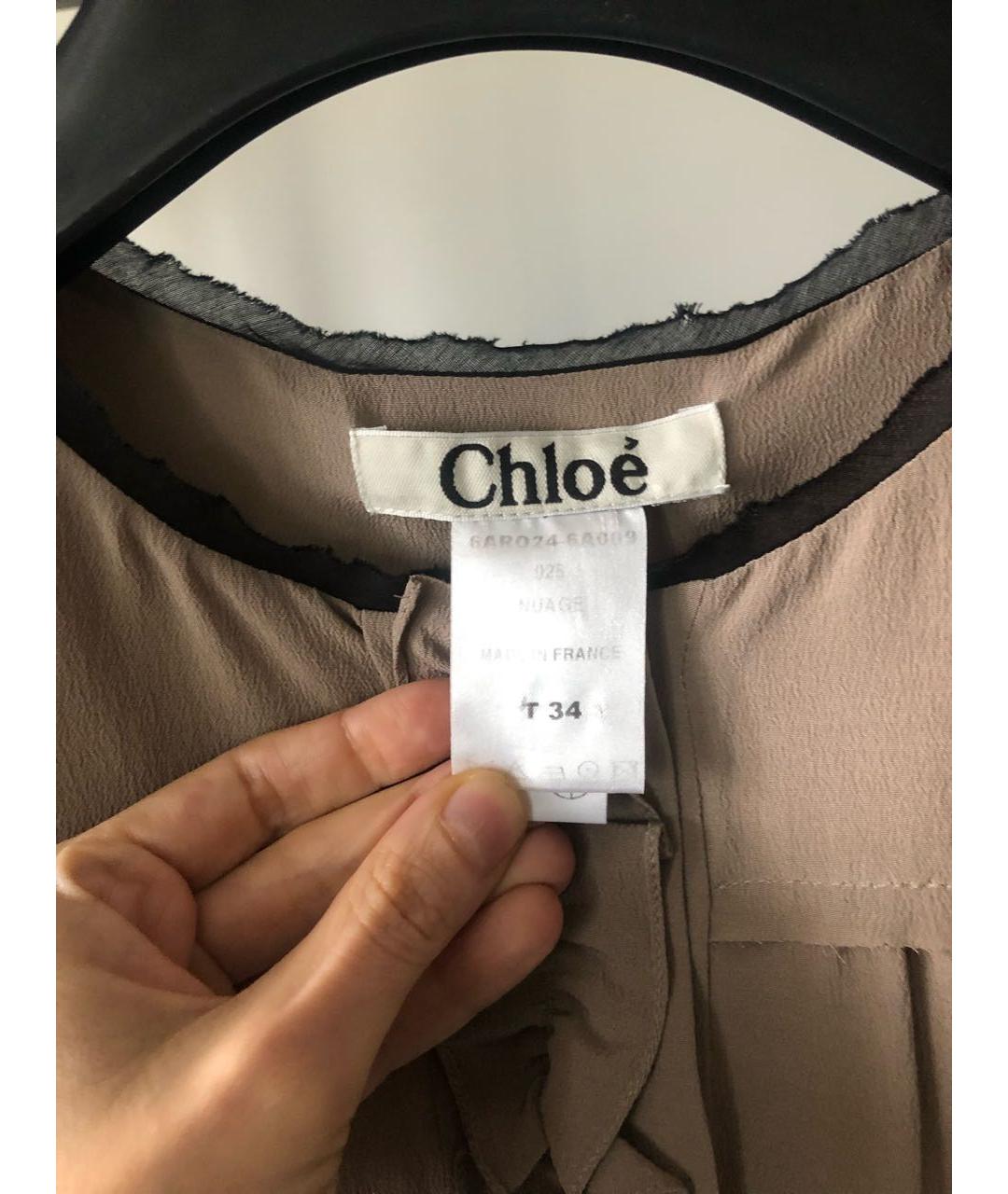 CHLOE Хаки шелковое повседневное платье, фото 3