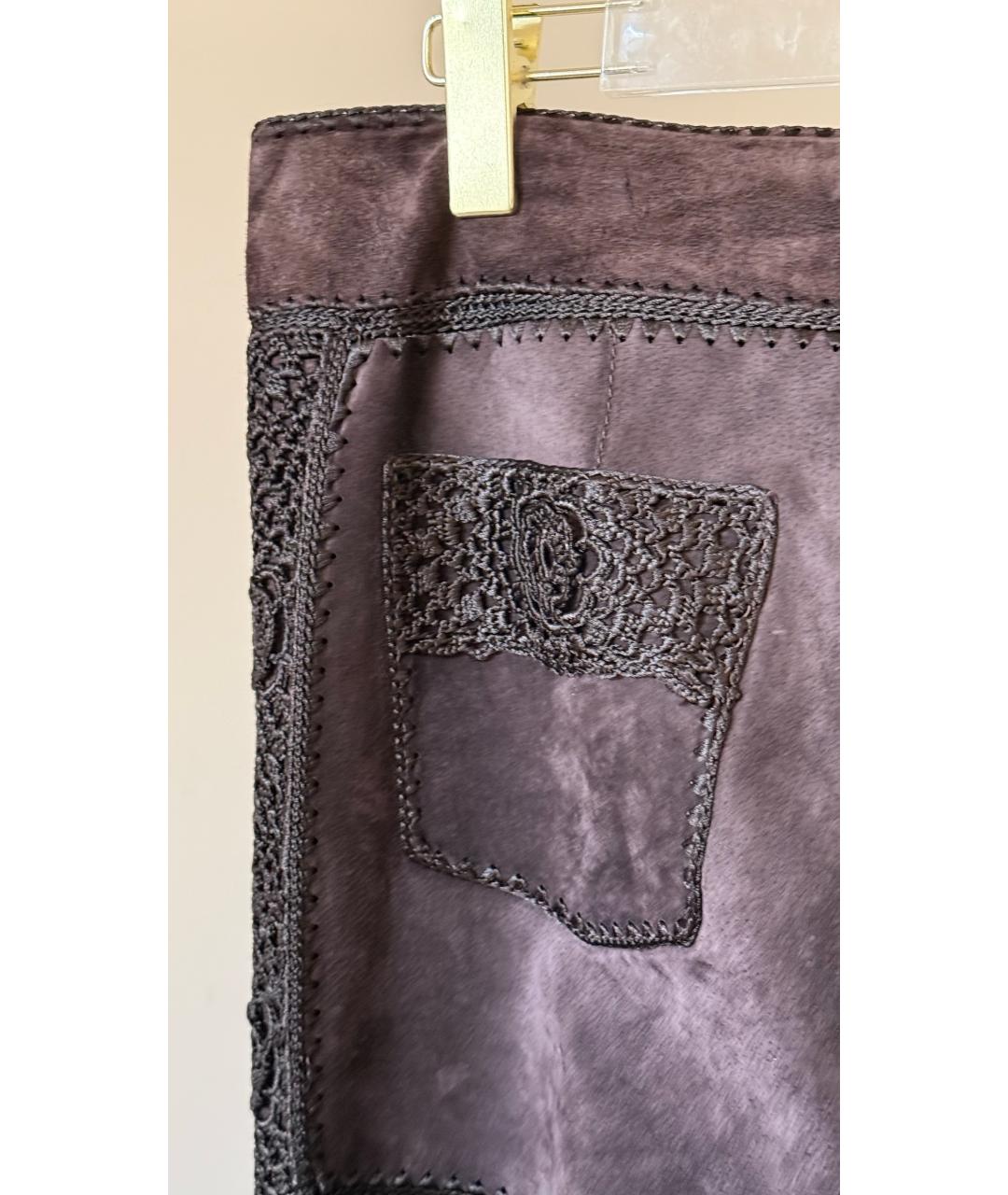 DOLCE&GABBANA Коричневые бархатные прямые брюки, фото 3