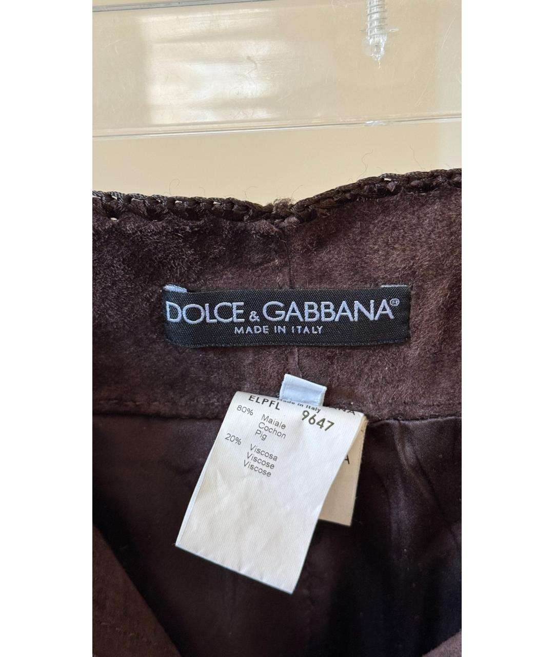 DOLCE&GABBANA Коричневые бархатные прямые брюки, фото 6