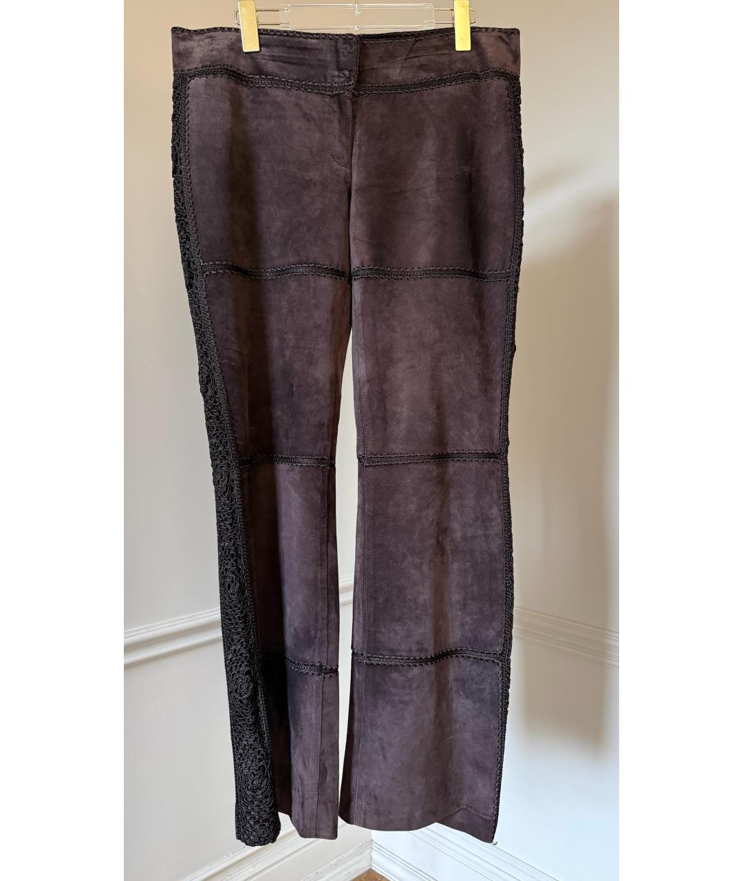 DOLCE&GABBANA Коричневые бархатные прямые брюки, фото 7