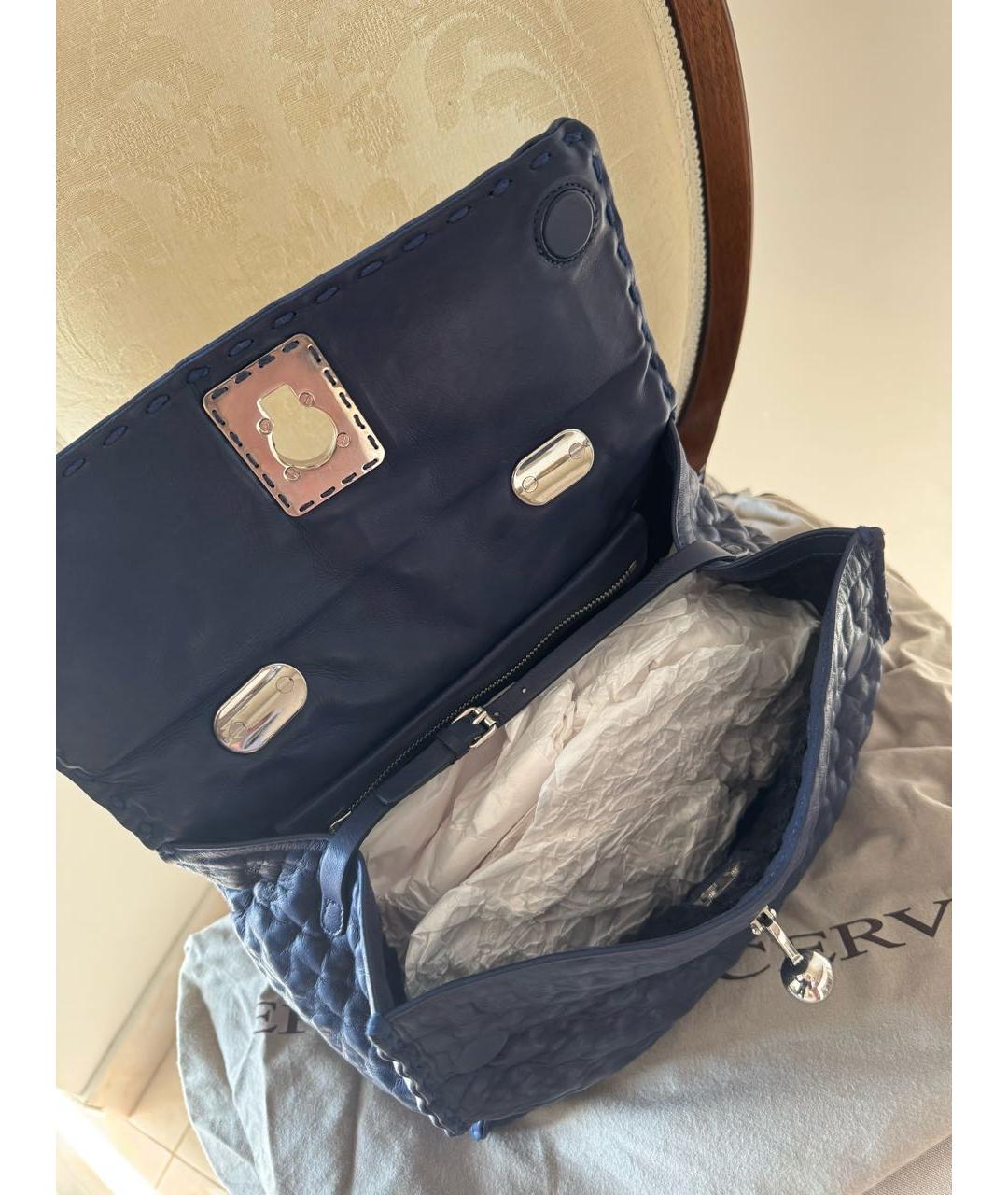 ERMANNO SCERVINO Синяя кожаная сумка через плечо, фото 5