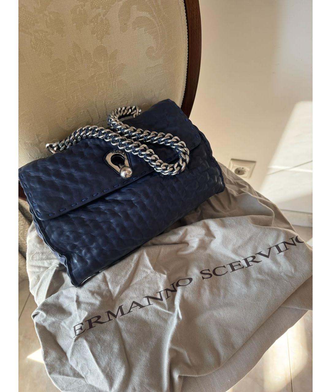 ERMANNO SCERVINO Синяя кожаная сумка через плечо, фото 2
