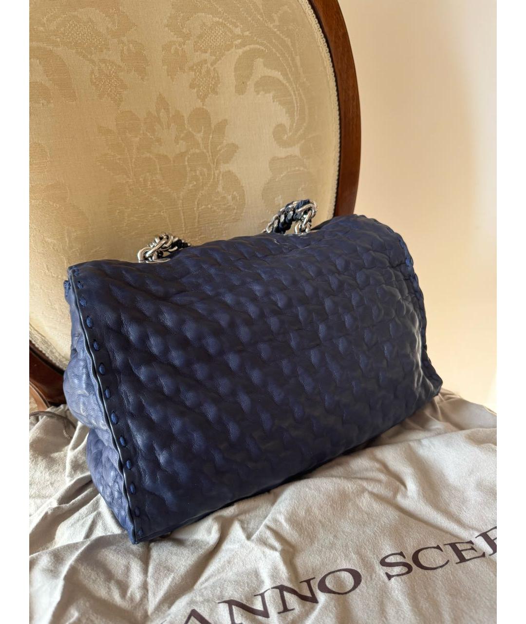 ERMANNO SCERVINO Синяя кожаная сумка через плечо, фото 4