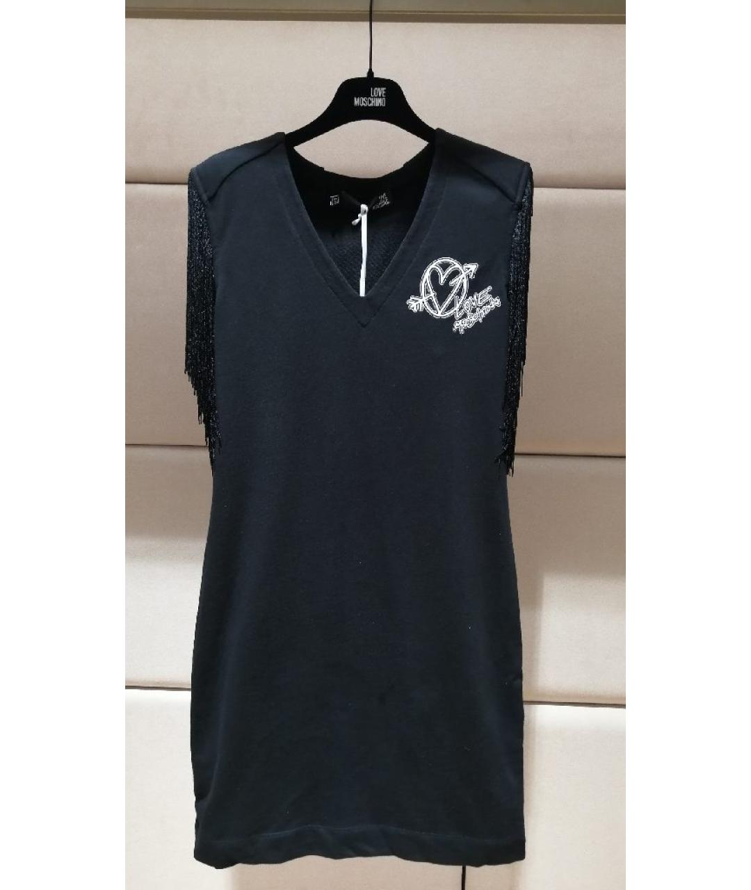 LOVE MOSCHINO Черное хлопковое повседневное платье, фото 3
