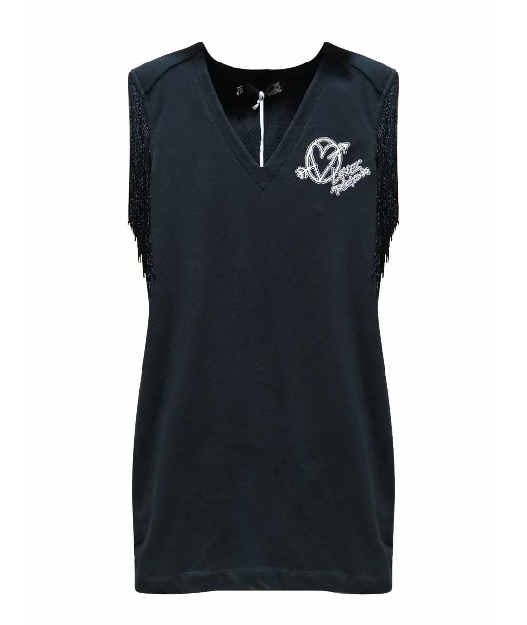 LOVE MOSCHINO Черное хлопковое повседневное платье, фото 1