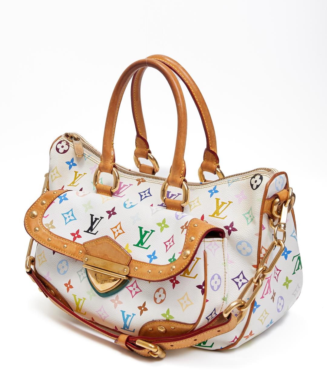 LOUIS VUITTON Белая кожаная сумка с короткими ручками, фото 2