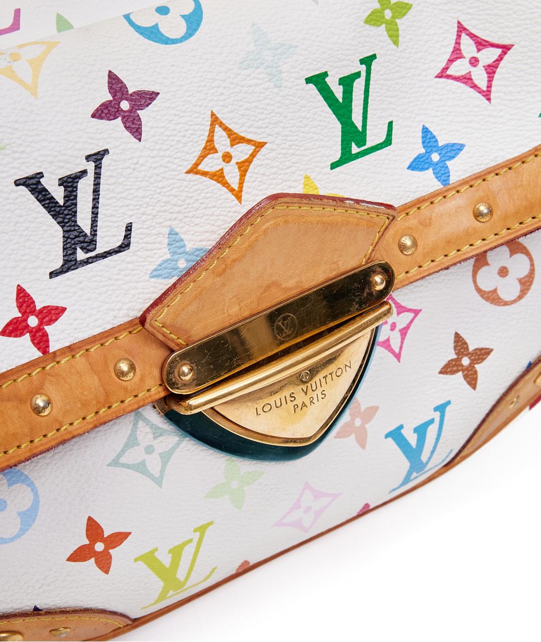 LOUIS VUITTON Белая кожаная сумка с короткими ручками, фото 7