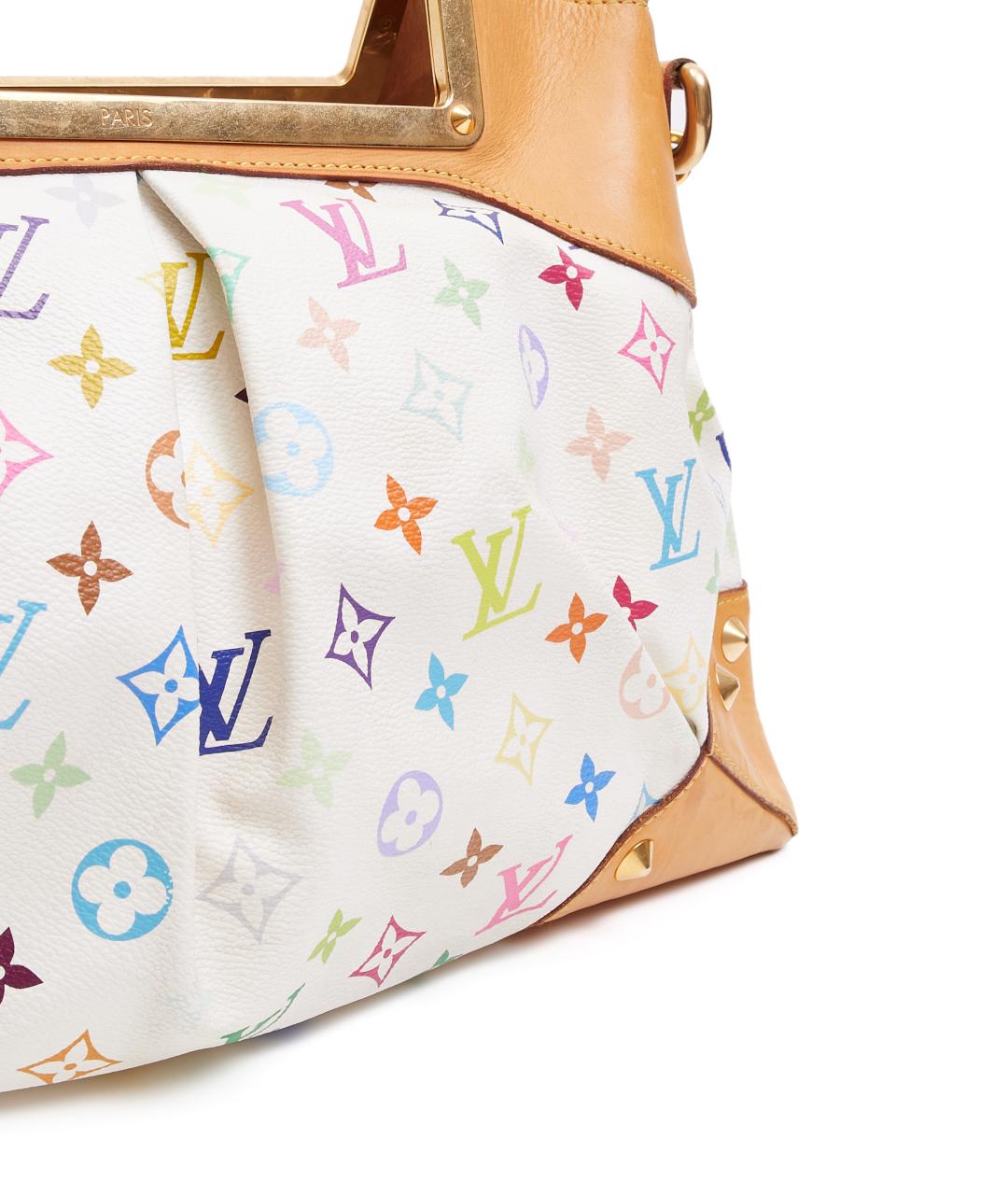 LOUIS VUITTON Белая кожаная сумка с короткими ручками, фото 4