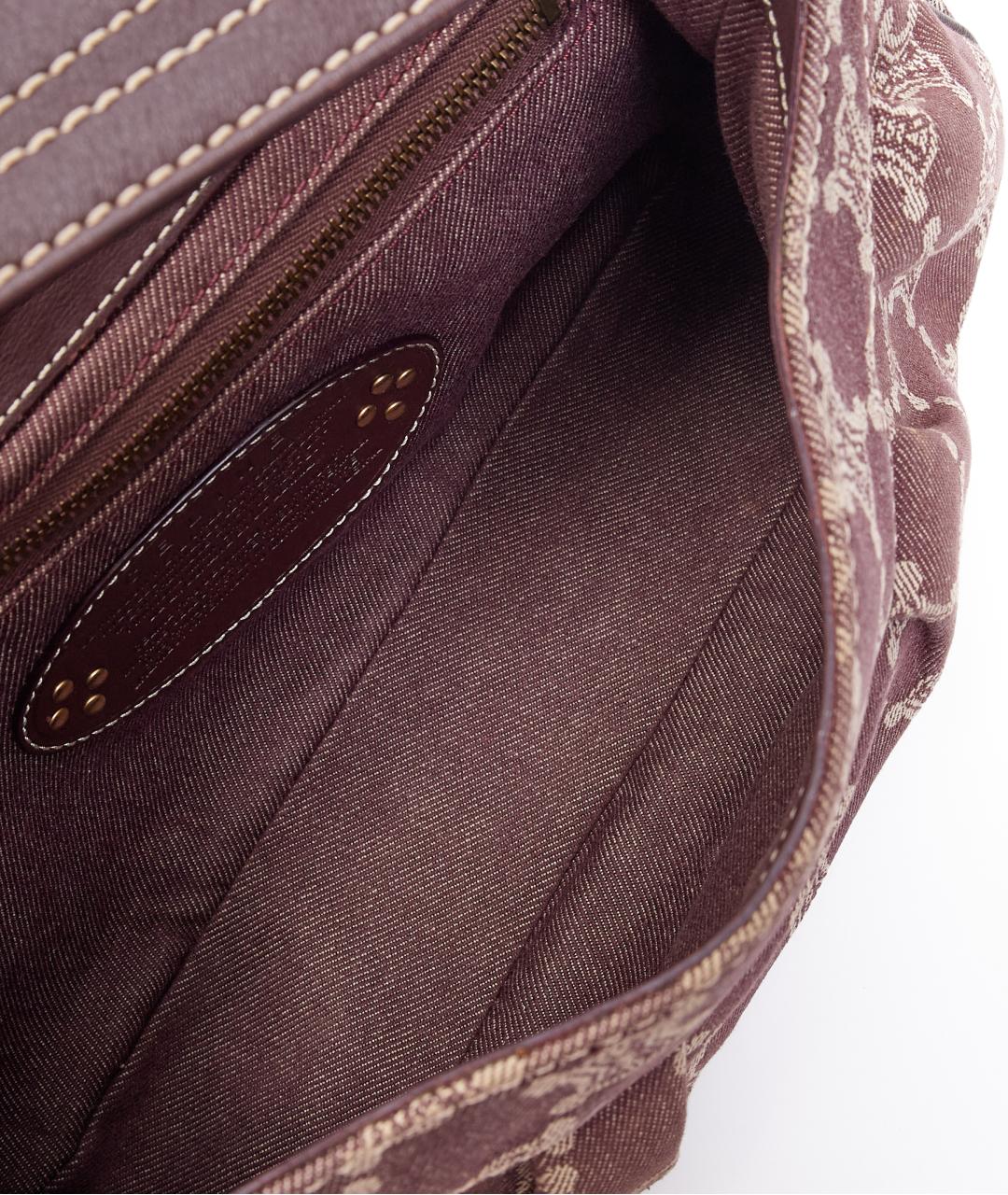 CELINE Бордовая хлопковая сумка с короткими ручками, фото 6