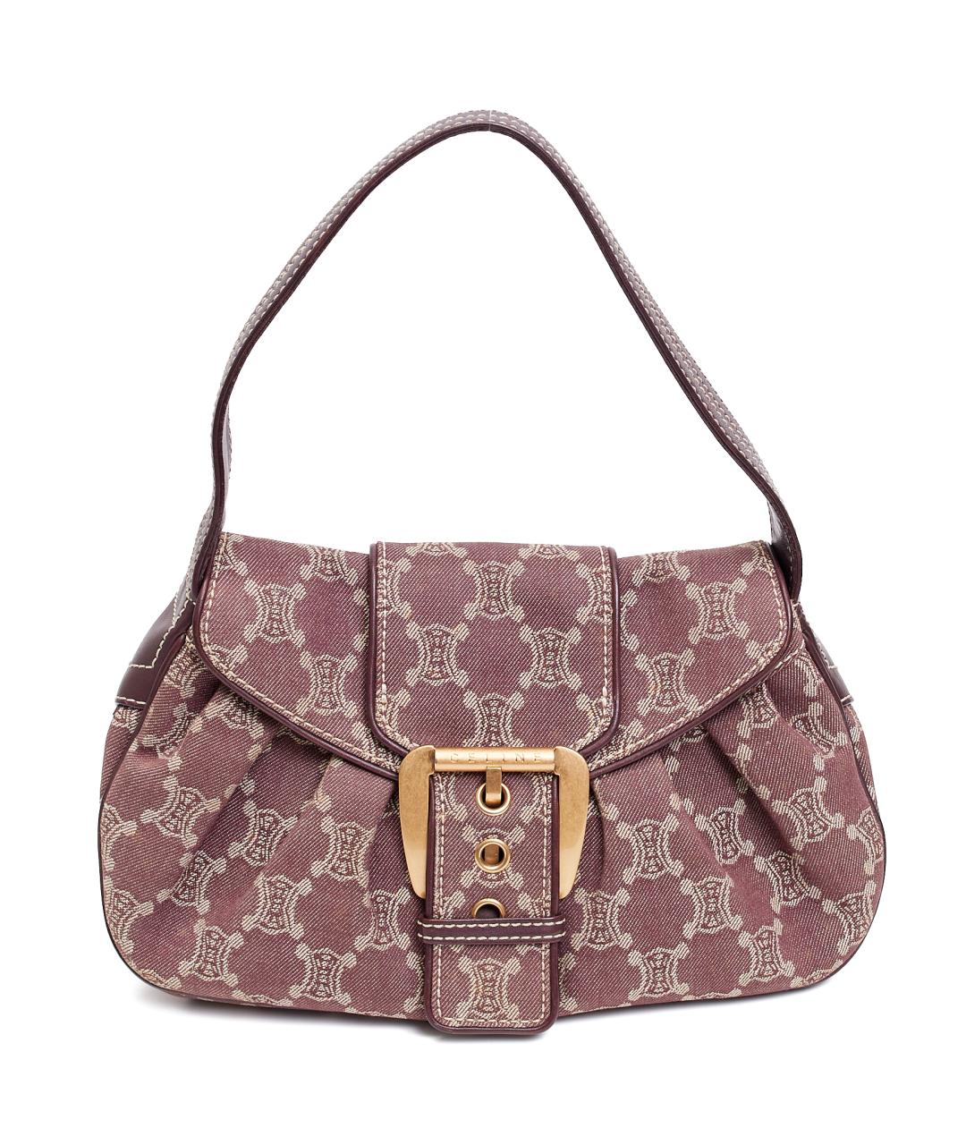 CELINE Бордовая хлопковая сумка с короткими ручками, фото 1