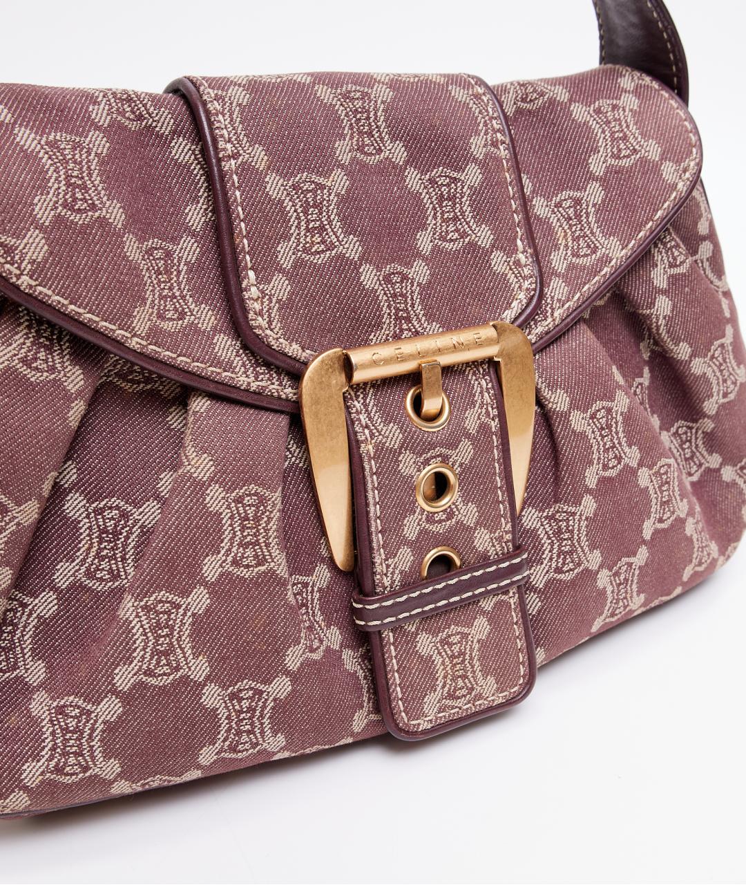 CELINE Бордовая хлопковая сумка с короткими ручками, фото 4