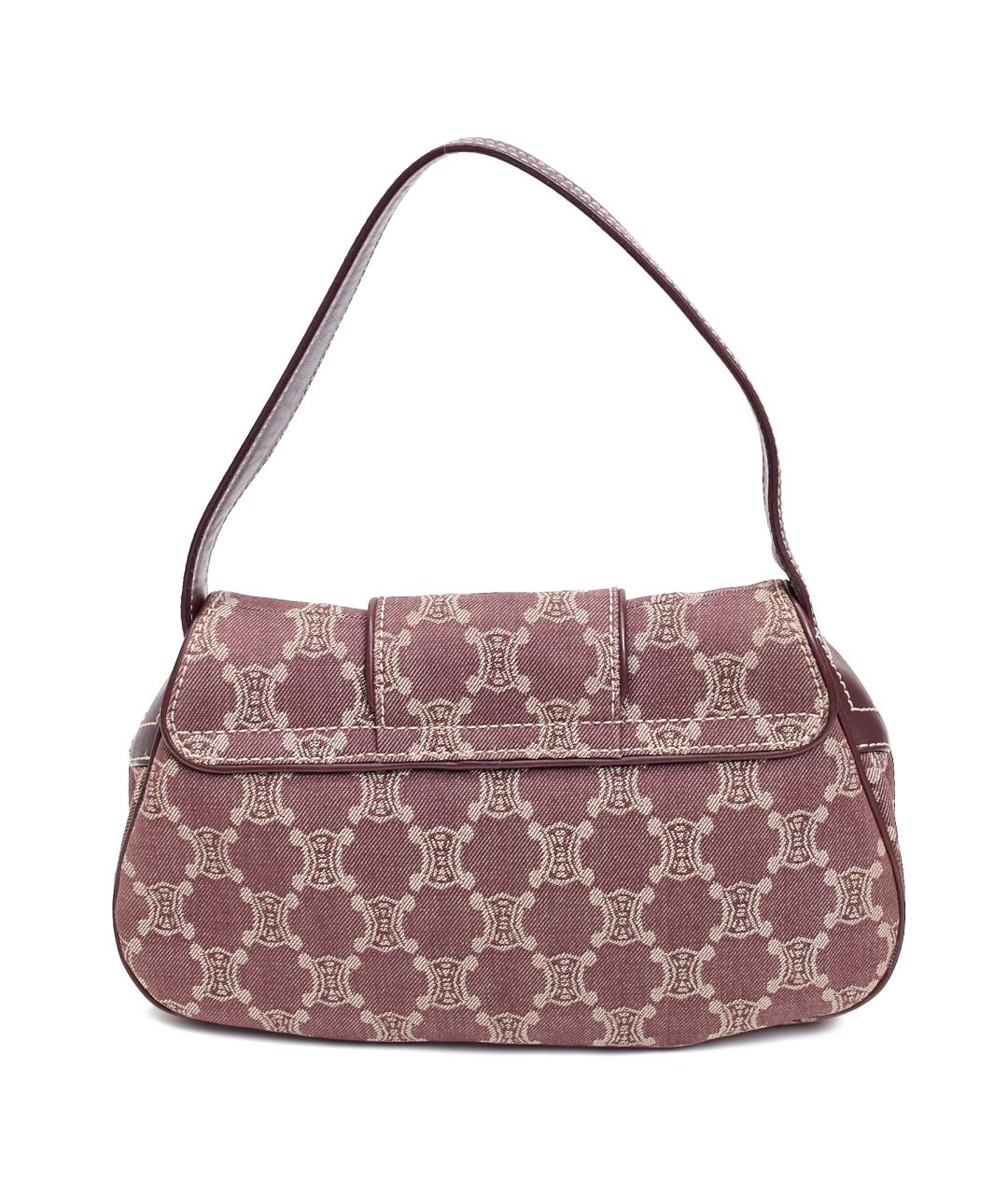 CELINE Бордовая хлопковая сумка с короткими ручками, фото 3