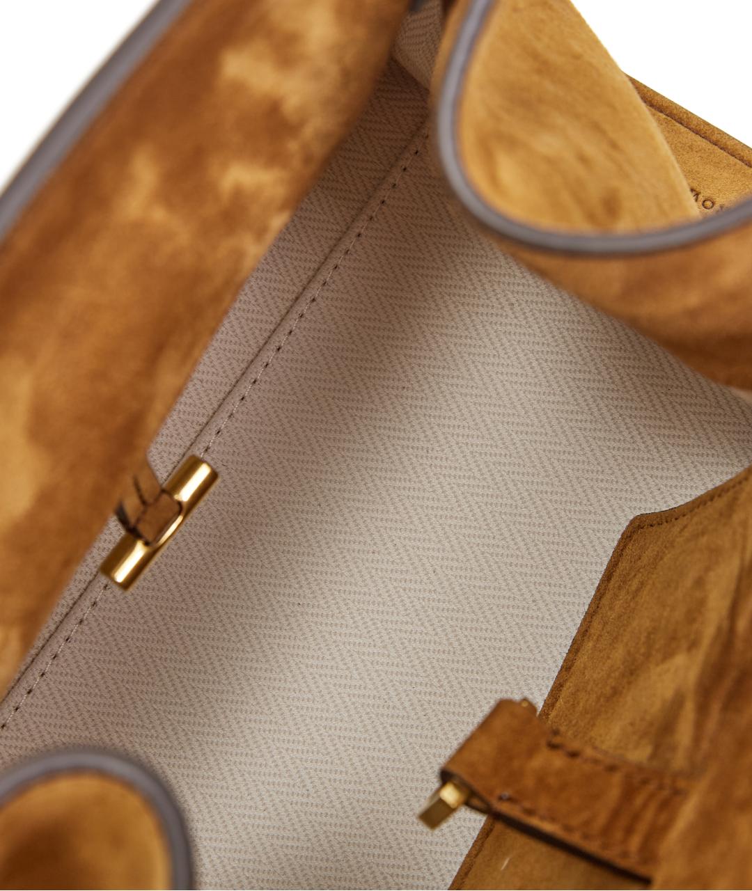 THE ROW Коричневая замшевая сумка с короткими ручками, фото 5