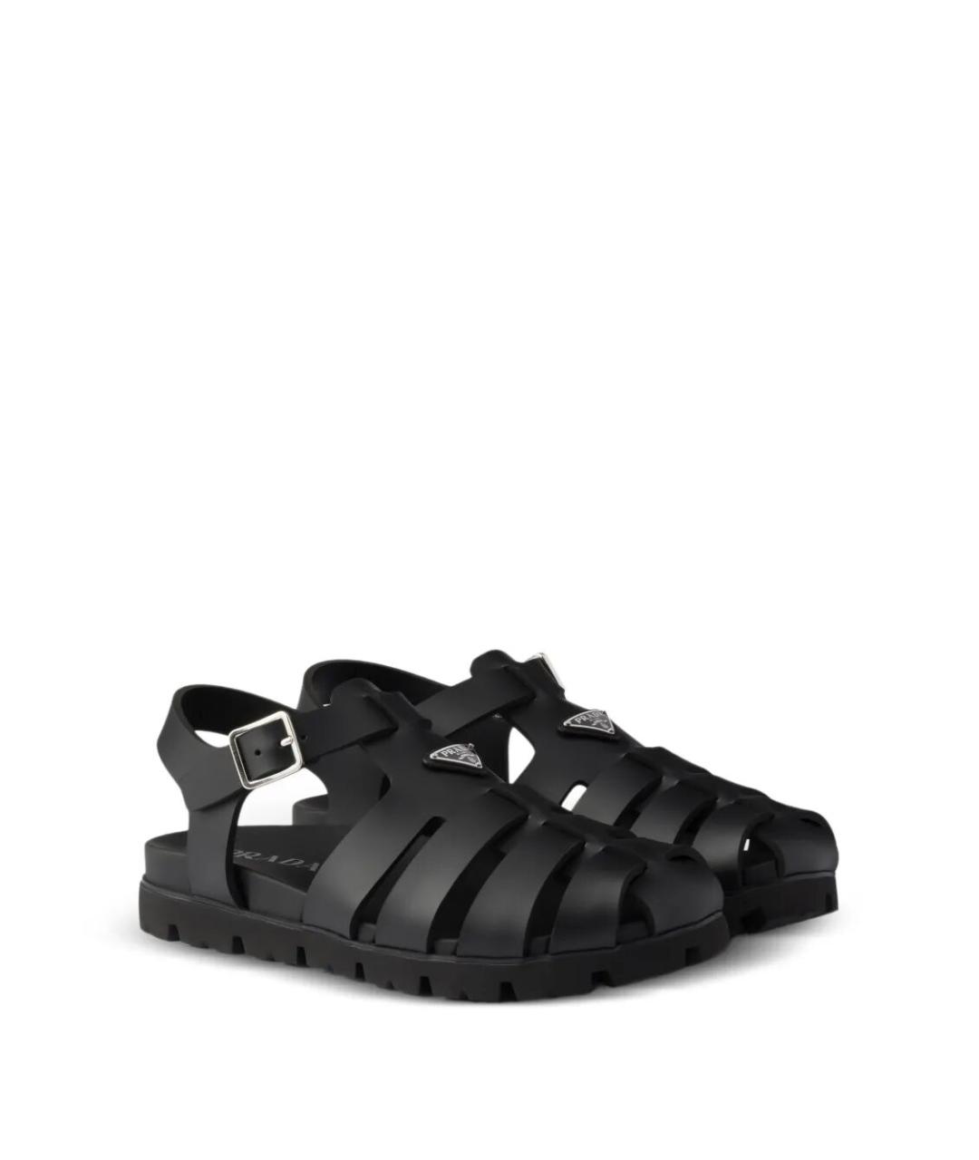 PRADA Черные резиновые сандалии, фото 3