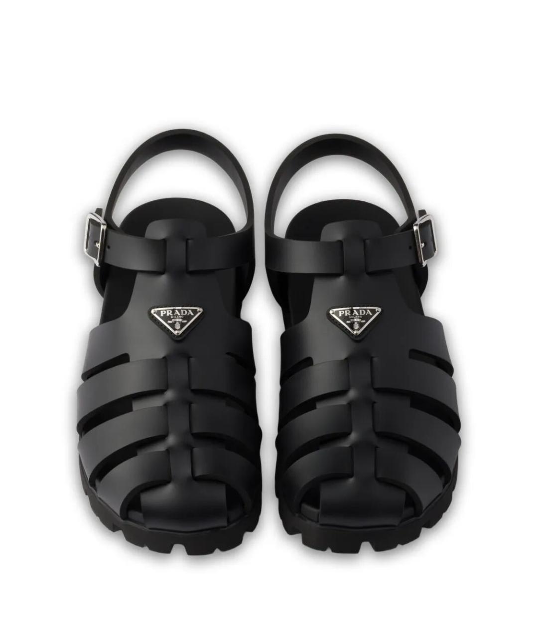 PRADA Черные резиновые сандалии, фото 2