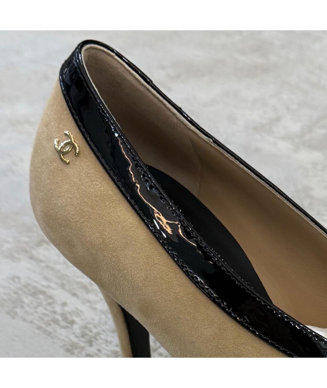 CHANEL Бежевые замшевые туфли, фото 6