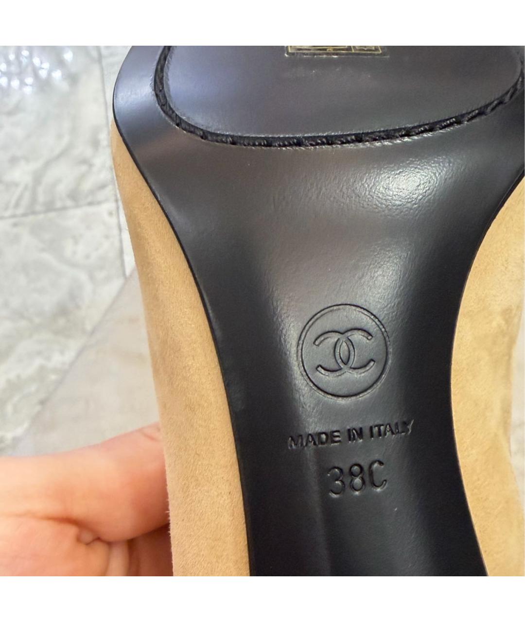 CHANEL Бежевые замшевые туфли, фото 5