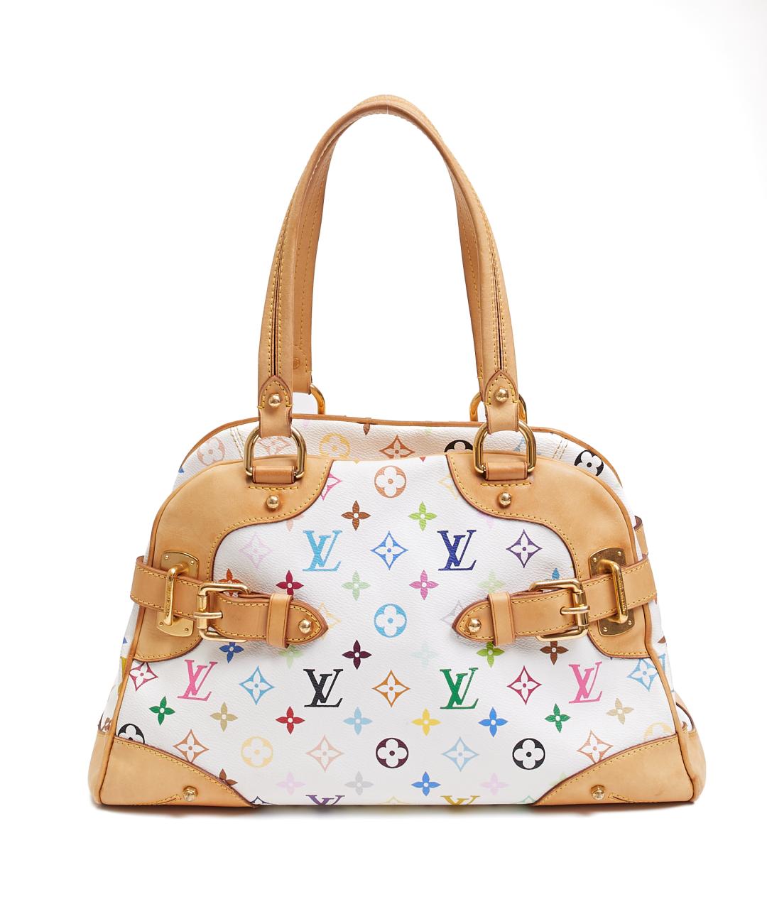 LOUIS VUITTON Белая кожаная сумка с короткими ручками, фото 3