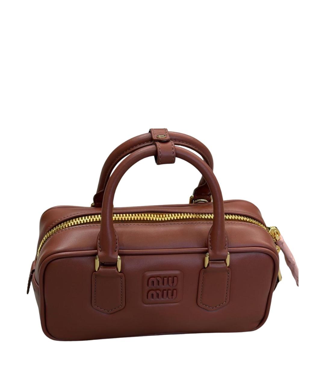 MIU MIU Коричневая кожаная сумка с короткими ручками, фото 1