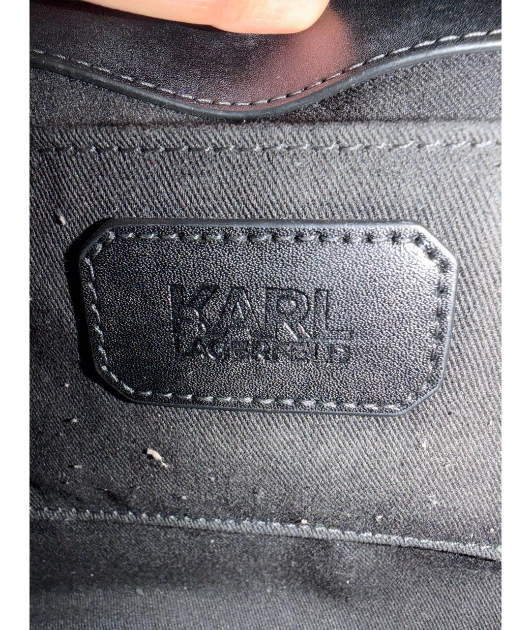 KARL LAGERFELD Черная кожаная сумка с короткими ручками, фото 3