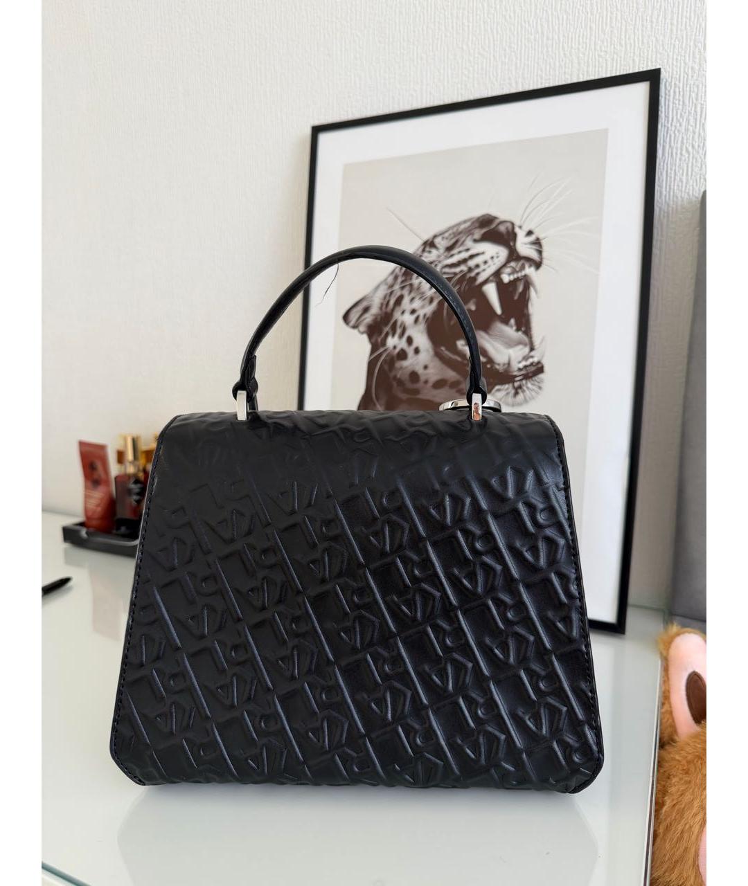 KARL LAGERFELD Черная кожаная сумка с короткими ручками, фото 2