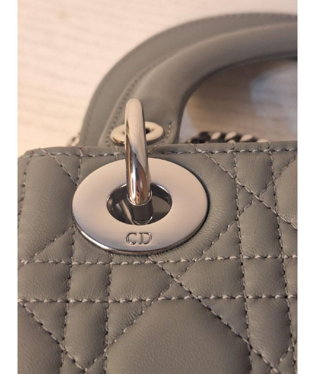 CHRISTIAN DIOR Серая кожаная сумка с короткими ручками, фото 4