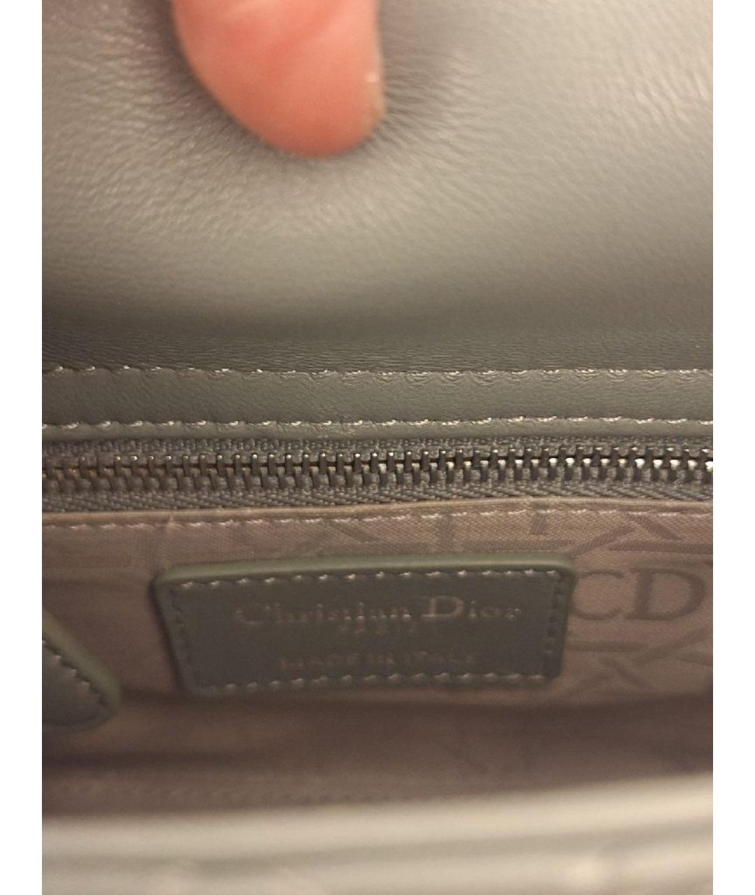 CHRISTIAN DIOR Серая кожаная сумка с короткими ручками, фото 3
