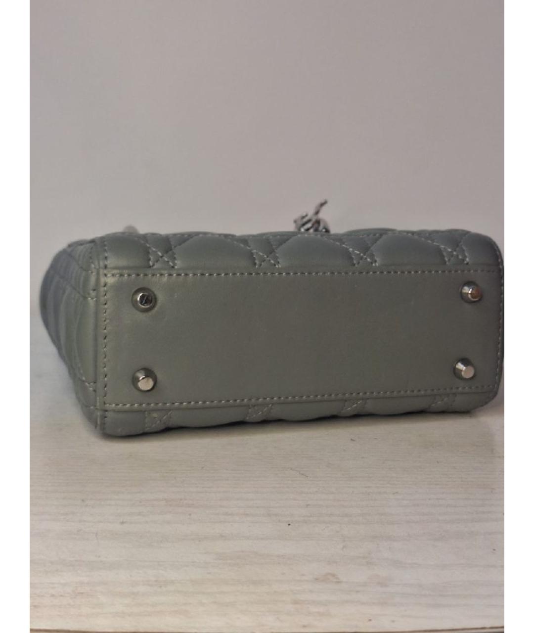 CHRISTIAN DIOR Серая кожаная сумка с короткими ручками, фото 7