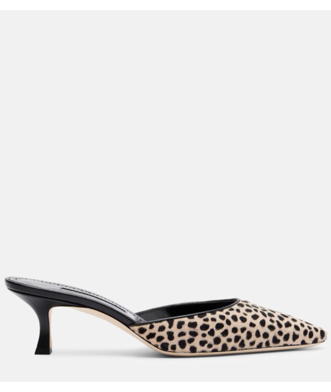 MANOLO BLAHNIK Бежевые кожаные мюли, фото 6