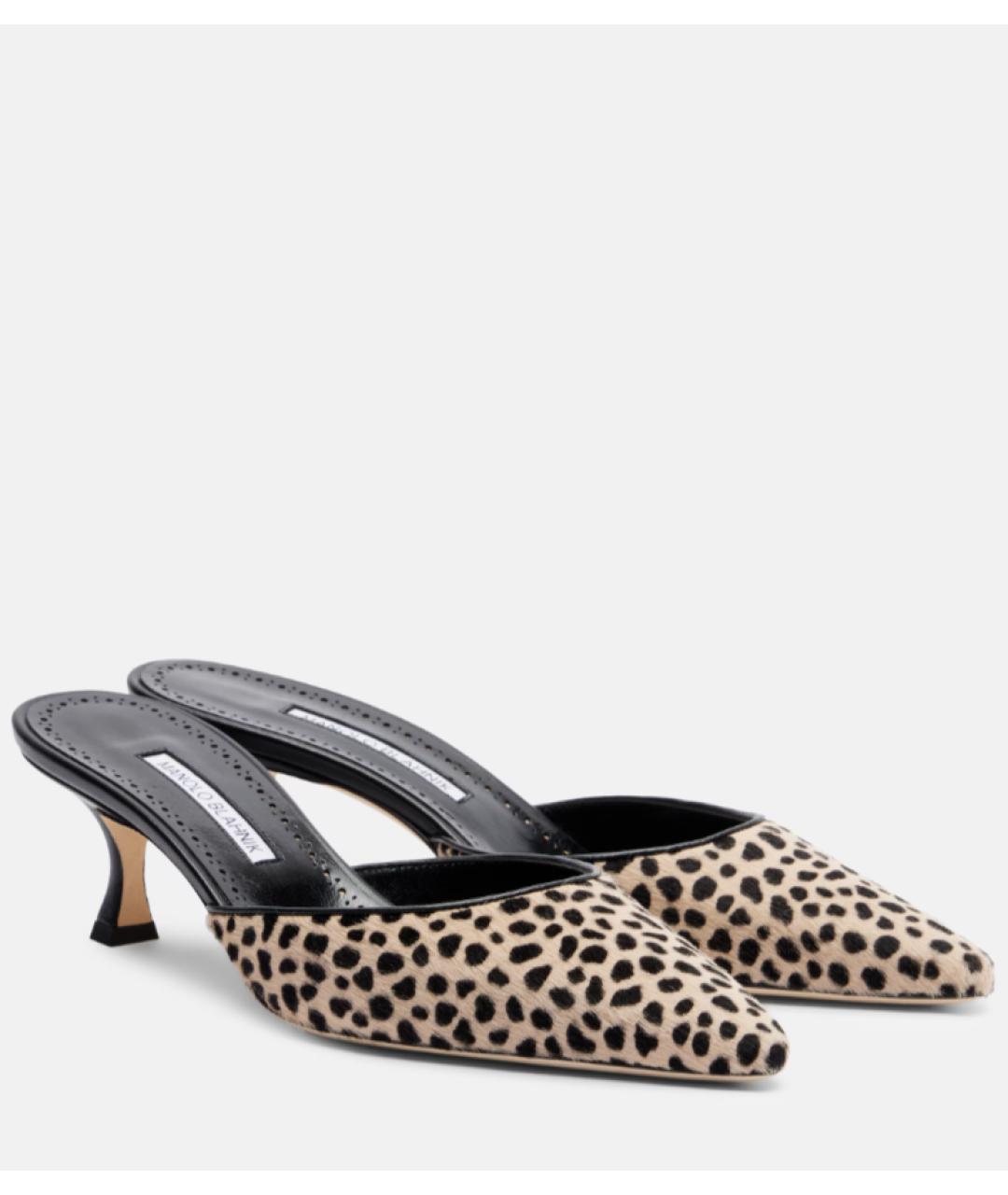 MANOLO BLAHNIK Бежевые кожаные мюли, фото 2