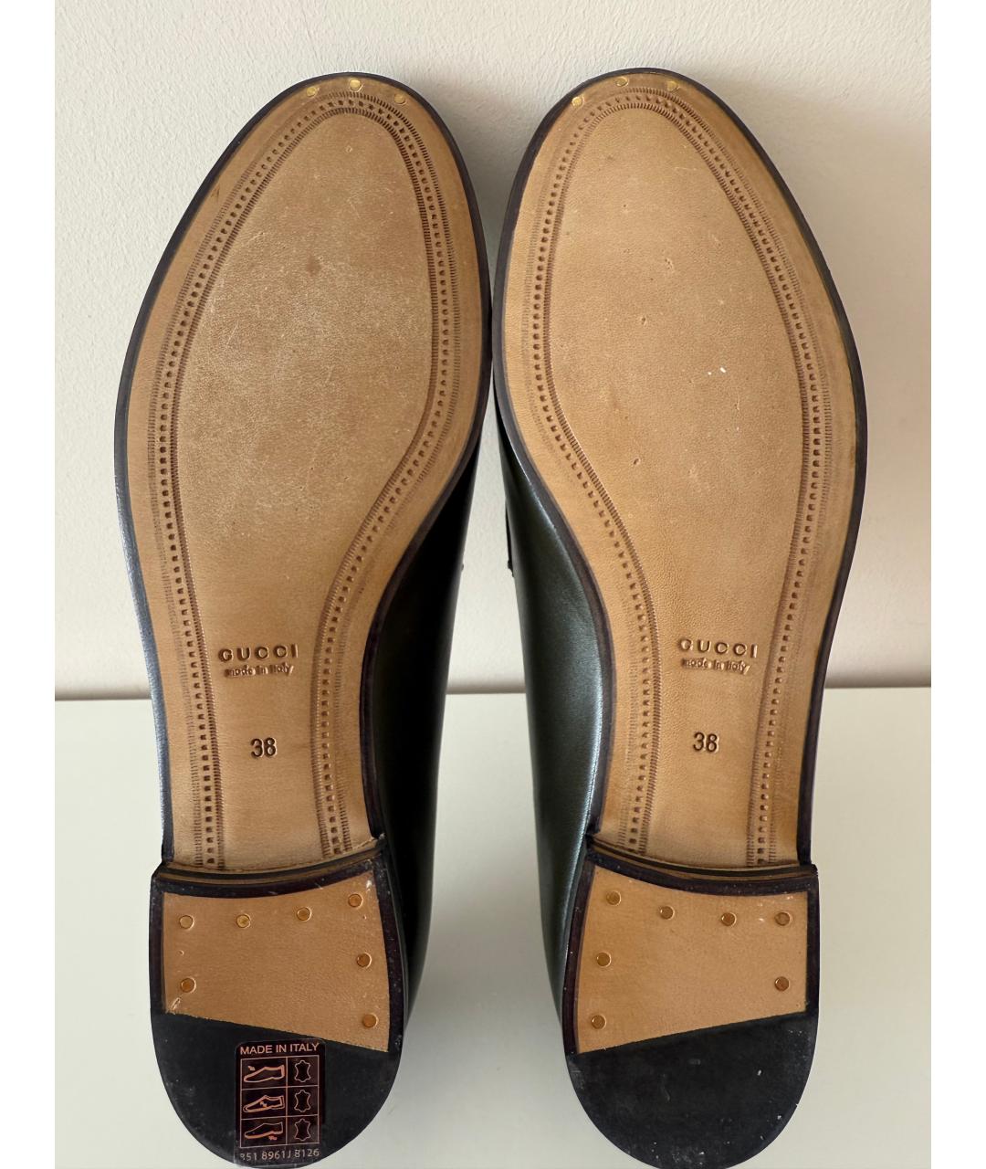 GUCCI Зеленые кожаные лоферы, фото 3